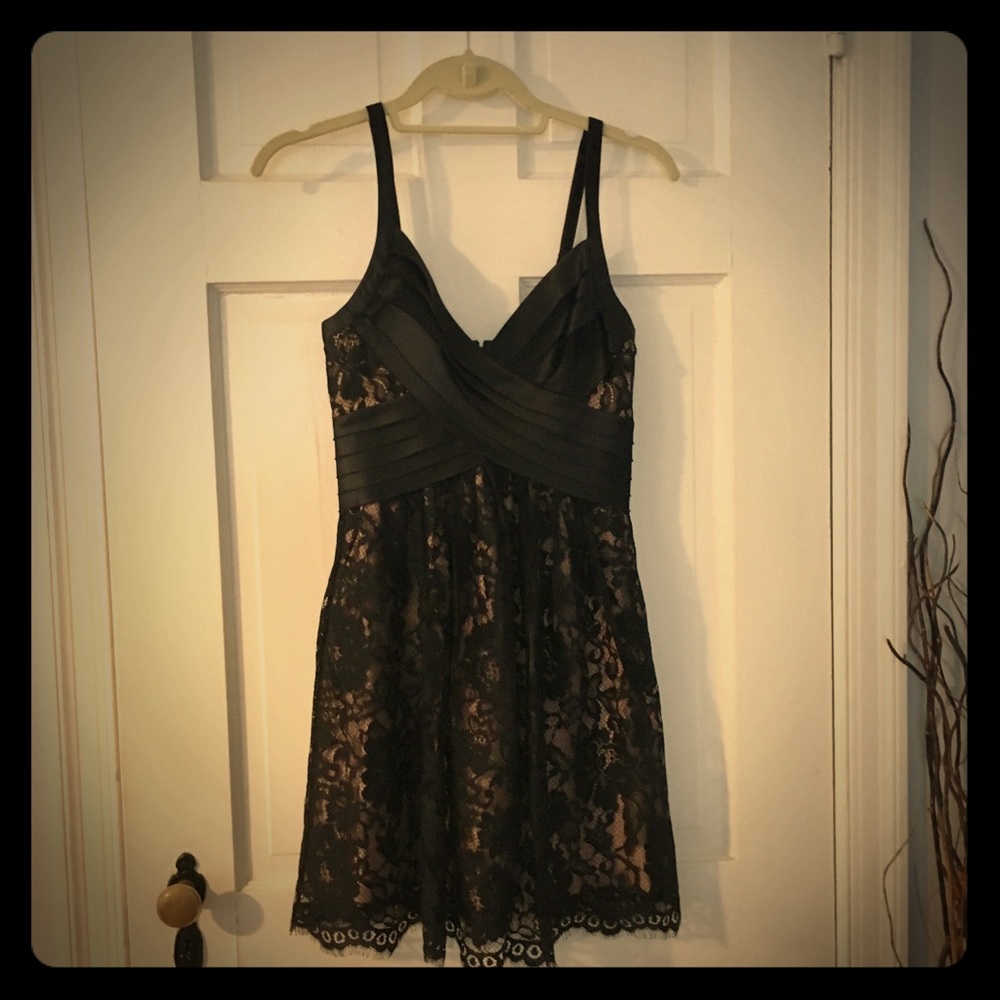 Gorgeous BCBG black lace overlay cocktail dress